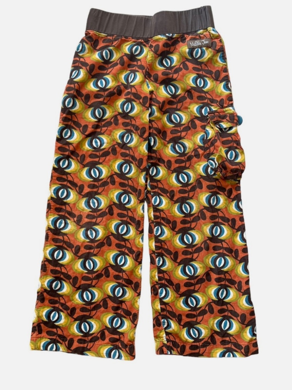 Matilda Jane Rust Multi Eye-Print Pajama Bottoms with Blue and Yellow Accents